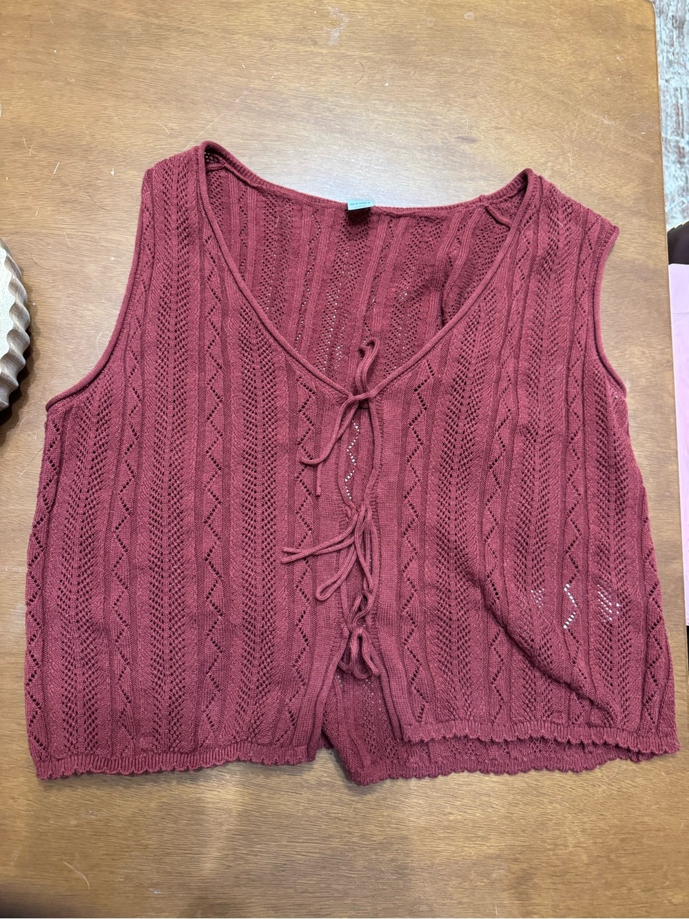 Old Navy Wine Red Knit Tie-Front Tank